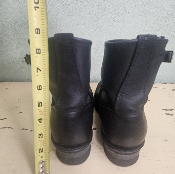 Womens Frye 12R Engineer Black Leather Buckle Boots - Picture 6 of 10